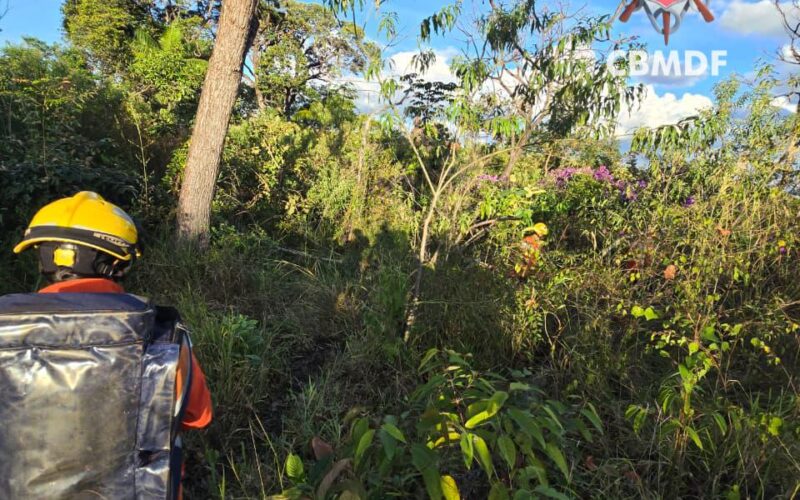 Bombeiros resgatam homem com dores após acidente em área rural de Brazlândia